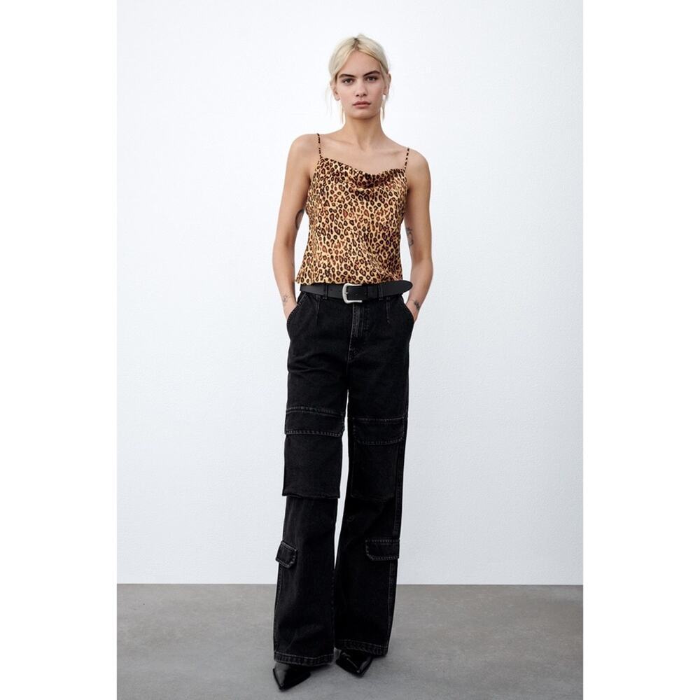 Zara Satin Effect Printed Chain Strap Cami